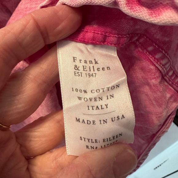 Frank & Eileen Eileen Pink Acid Wash Cotton Button Up Shirt XS - Picture 5 of 16